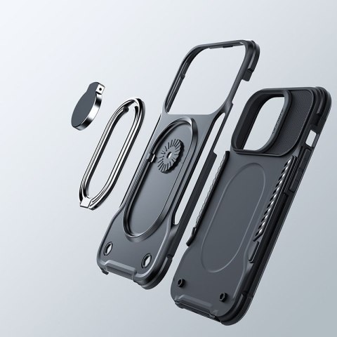 Etui do iPhone 14 pancerny pokrowiec z podstawką uchwytem ring holder czarne JOYROOM