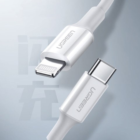 Kabel przewód do iPhone MFi USB-C - Lightning 20W 3A 1.5m biały UGREEN