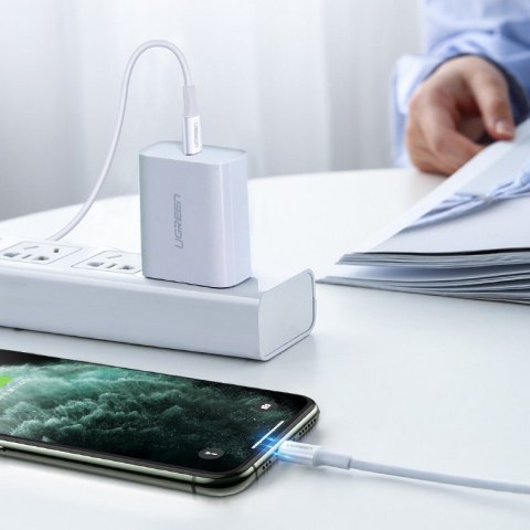 Kabel przewód do iPhone MFi USB-C - Lightning 20W 3A 1.5m biały UGREEN