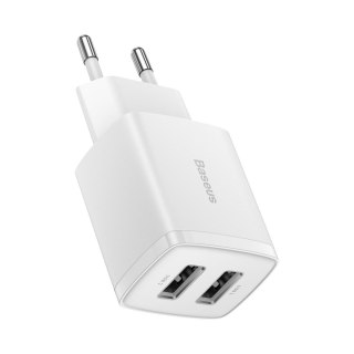 Mała ładowarka sieciowa Compact 2x USB 10.5W biały BASEUS