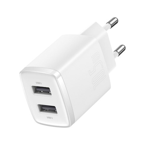 Mała ładowarka sieciowa Compact 2x USB 10.5W biały BASEUS