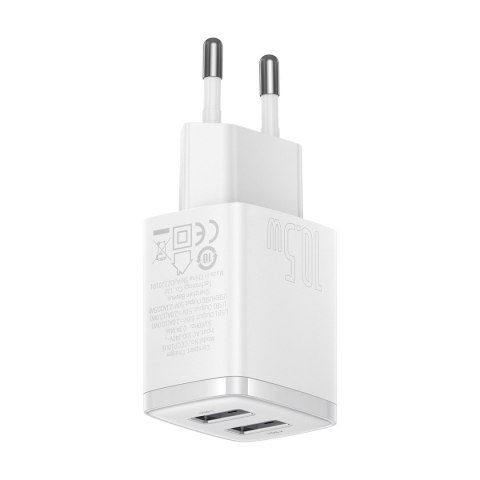 Mała ładowarka sieciowa Compact 2x USB 10.5W biały BASEUS