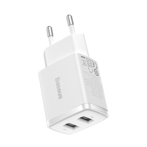 Mała ładowarka sieciowa Compact 2x USB 10.5W biały BASEUS