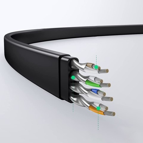 Płaski kabel sieciowy patchcord LAN RJ45 Ethernet Cat. 6 12m czarny UGREEN