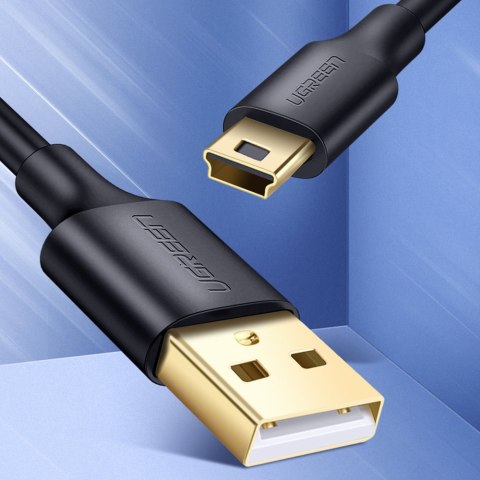 Przewód kabel 5-pinowy pozłacany USB - mini USB 0.25m czarny UGREEN