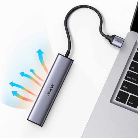 Wielofunkcyjny HUB adapter rozdzielacz USB 3.0 - 3x USB Ethernet RJ-45 USB-C PD szary UGREEN