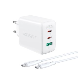 2w1 Ładowarka sieciowa 2x USB-C USB 65W + kabel USB-C biały ACEFAST