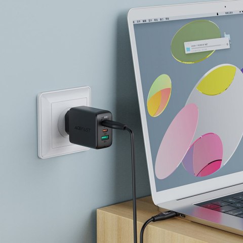 2w1 Ładowarka sieciowa 2x USB-C USB 65W + kabel USB-C biały ACEFAST