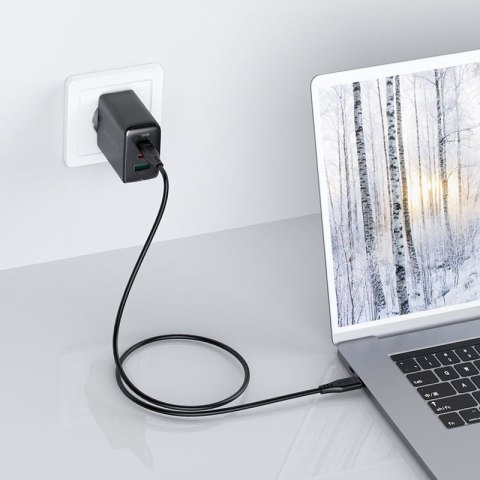 2w1 Ładowarka sieciowa 2x USB-C USB 65W + kabel USB-C czarny ACEFAST