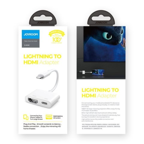 Adapter przejściówka z iPhone Lightning na HDMI FullHD + Lightning biały JOYROOM