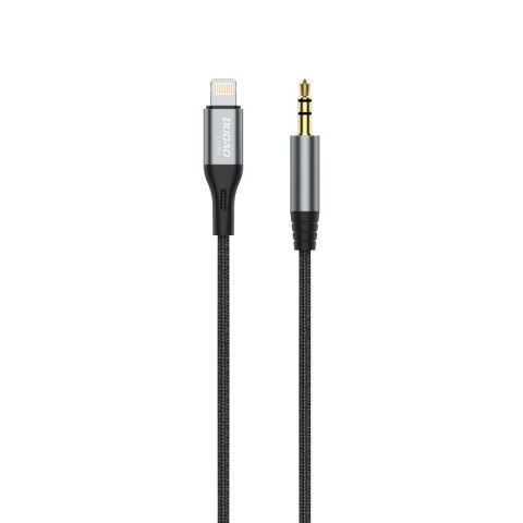 Kabel audio AUX w oplocie bawełnianym iPhone Lightning - mini jack 3.5mm 1m szary DUDAO