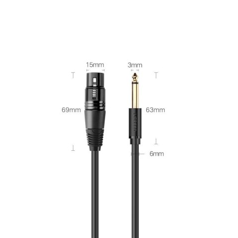 Kabel audio przewód do mikrofonu XLR (żeński) - 6.35mm jack (męski) 5m UGREEN