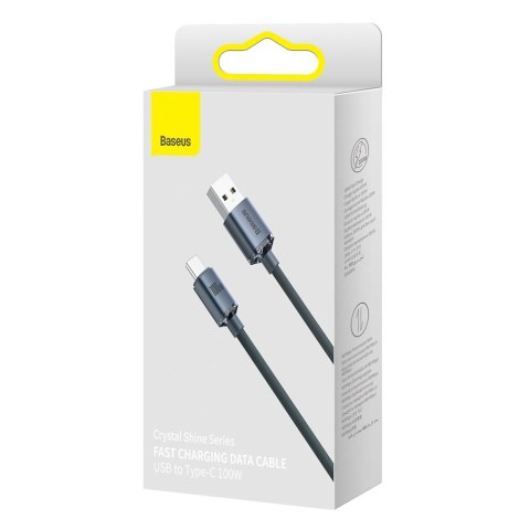 Kabel przewód USB - USB-C do szybkiego ładowania i transferu danych 100W 1.2m czarny BASEUS