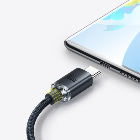 Kabel przewód USB - USB-C do szybkiego ładowania i transferu danych 100W 1.2m czarny BASEUS