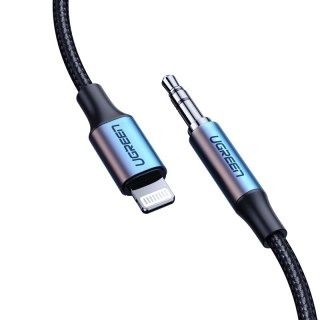 Kabel przewód audio AUX do iPhone MFI Lightning - 3.5 mmmini jack 1m szary UGREEN