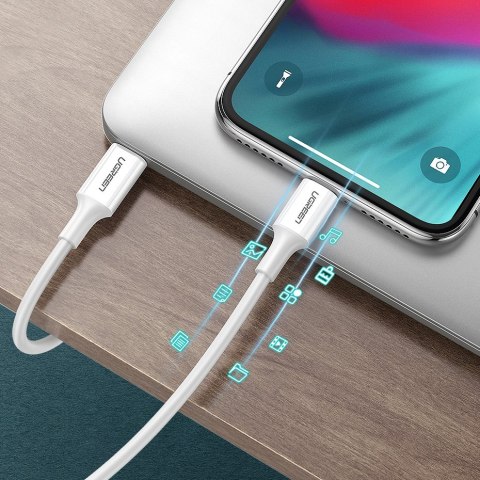 Kabel przewód do iPhone MFi USB-C - Lightning 20W 3A 1m biały UGREEN