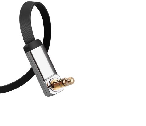 Kabel przewód płaski kątowy audio AUX 3.5mm minijack 0.5m czarny UGREEN