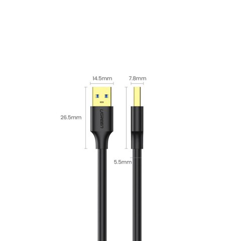 Kabel przewód USB-A 3.0 5Gb/s 0.5m czarny UGREEN