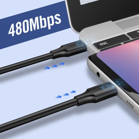 Kabel przewód USB-C do ładowania i transferu danych 3A 1.5m czarny UGREEN