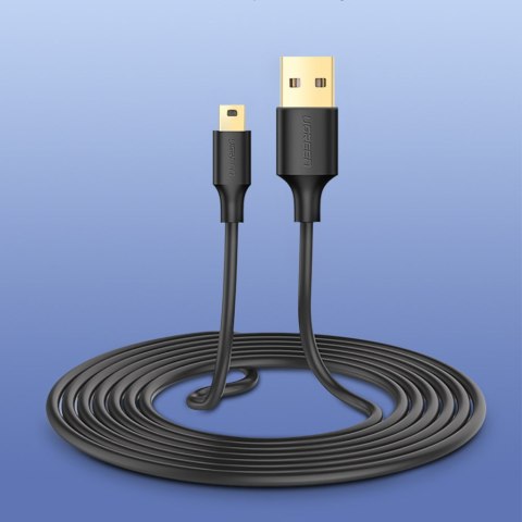 Kabel przewód USB - mini USB 5-pinowy pozłacany 0.5m czarny UGREEN