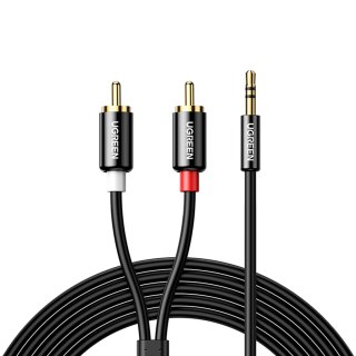 Kabel przewód audio 3.5 mm mini jack - 2RCA 1.5m czarny UGREEN