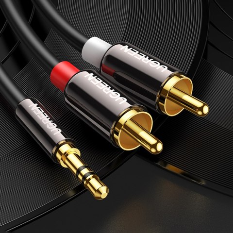 Kabel przewód audio 3.5 mm mini jack - 2RCA 1.5m czarny UGREEN