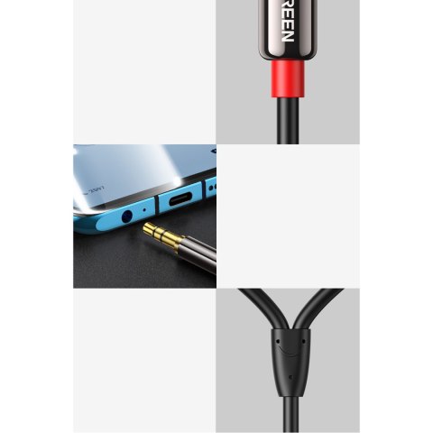 Kabel przewód audio 3.5 mm mini jack - 2RCA 1.5m czarny UGREEN