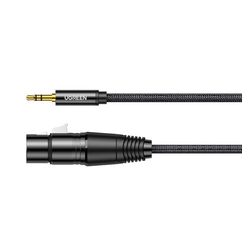 Kabel przewód audio 3.5mm mini jack (męski) - XLR (żeński) 1m czarny UGREEN