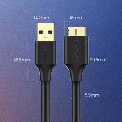 Kabel przewód do dysku USB-A 3.0 - Micro USB-B SuperSpeed 5Gb/s 2m czarny UGREEN