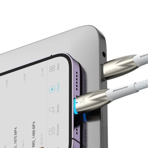 Kabel przewód do szybkiego ładowania iPhone USB-C - Lightning 480Mb/s PD 20W 1m biały BASEUS