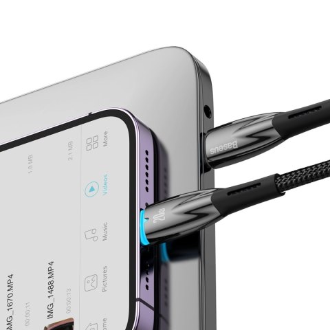 Kabel przewód do szybkiego ładowania iPhone USB-C - Lightning 480Mb/s PD 20W 2m czarny BASEUS