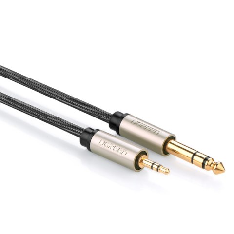 Kabel przewód przejściówka audio TRS mini jack 3.5mm - jack 6.35mm 1m szary UGREEN