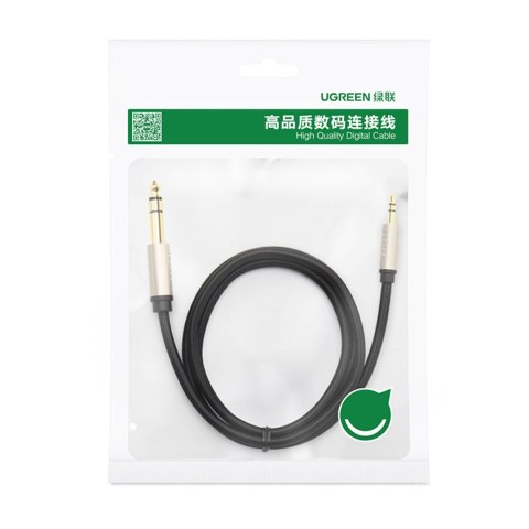 Kabel przewód przejściówka audio TRS mini jack 3.5mm - jack 6.35mm 1m szary UGREEN