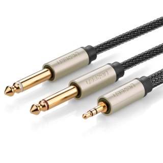 Kabel przewód rozdzielacz audio mini jack 3.5 mm - 2x jack 6.35mm 1m szary UGREEN