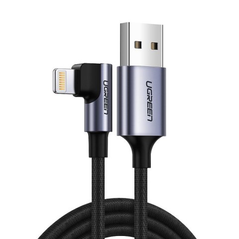 Kątowy kabel przewód do iPhone USB - Lightning MFI 2.4A 1m czarny UGREEN