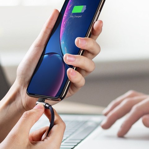 Kątowy kabel przewód do iPhone USB - Lightning MFI 2.4A 1m czarny UGREEN