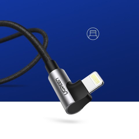 Kątowy kabel przewód do iPhone USB - Lightning MFI 2.4A 1m czarny UGREEN