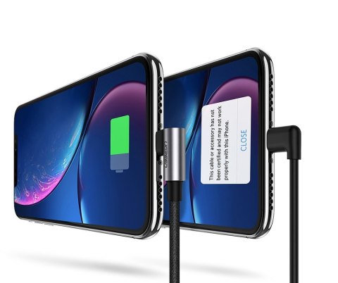 Kątowy kabel przewód do iPhone USB - Lightning MFI 2.4A 1m czarny UGREEN