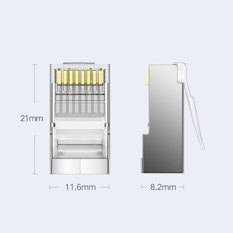 Wtyczka końcówka RJ45 do skrętki 8P8C UTP Cat. 6 srebrny - ZESTAW 10szt. UGREEN