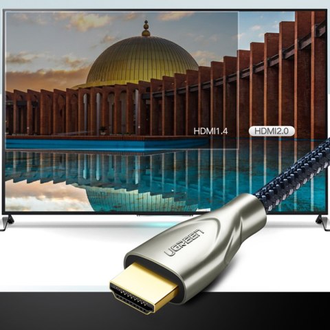 Wytrzymały kabel przewód HDMI 2.0 4K 60Hz w oplocie 1m szary UGREEN