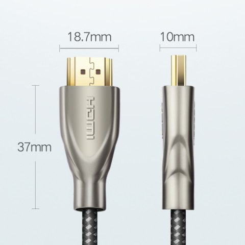 Wytrzymały kabel przewód HDMI 2.0 4K 60Hz w oplocie 1m szary UGREEN