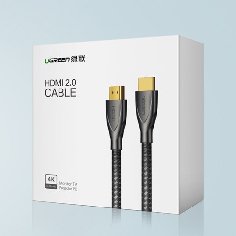 Wytrzymały kabel przewód HDMI 2.0 4K 60Hz w oplocie 1m szary UGREEN