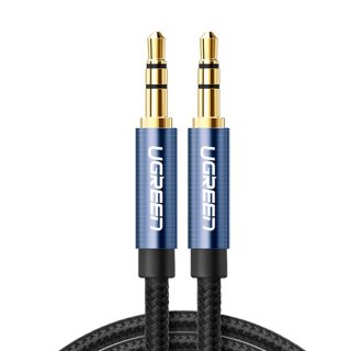 Wytrzymały kabel przewód audio AUX w oplocie minijack 3.5 mm 1.5m niebieski UGREEN