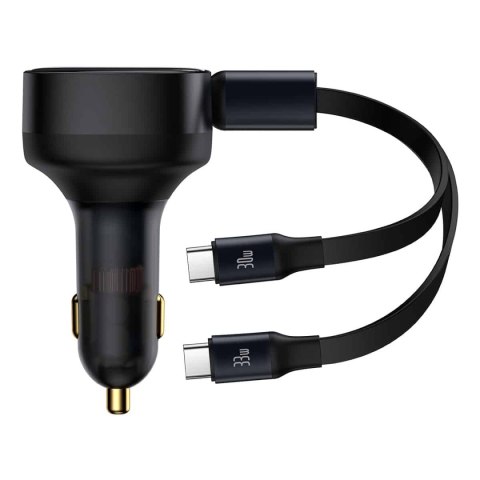 2w1 Ładowarka samochodowa 33W 2x USB-C Enjoyment czarna BASEUS