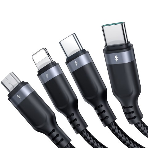 4w1 Kabel przewód USB-A - 2x USB-C iPhone Lightning microUSB 1.2m czarny JOYROOM