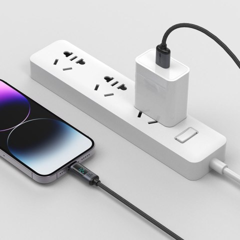 Kabel do iPhone z wyświetlaczem LED Lightning - USB-A 2.4A 1.2m czarny JOYROOM