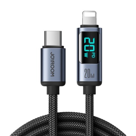 Kabel do iPhone z wyświetlaczem LED Lightning - USB-C 2.4A 1.2m czarny JOYROOM