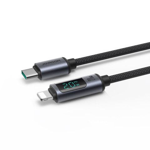 Kabel do iPhone z wyświetlaczem LED Lightning - USB-C 2.4A 1.2m czarny JOYROOM