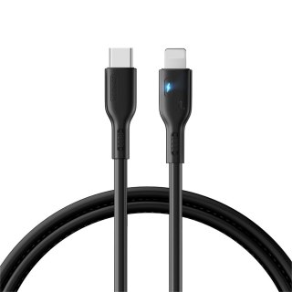 Kabel do iPhone ze wskaźnikiem LED USB-C - Lightning 20W 1.2m czarny JOYROOM