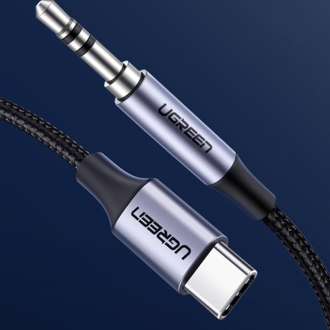 Kabel przewód audio w oplocie USB-C - mini jack 3.5mm 1m szary UGREEN